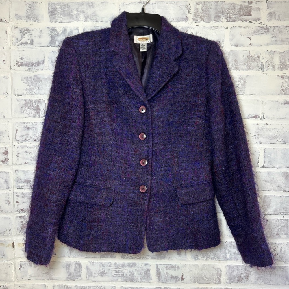 VTG Women's Talbots Wool Mohair Skirt Suit Set Purple Size 6 Petite Made in USA - Picture 2 of 16